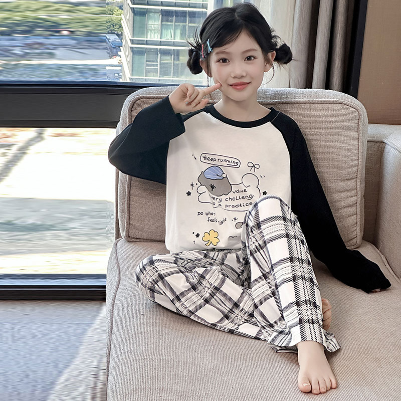 女童长袖睡衣春秋2025新款儿童女孩秋季纯棉家居服女大童长裤套装