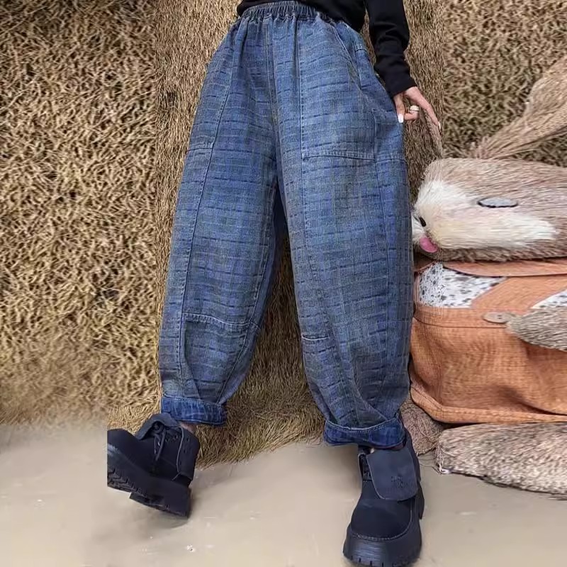 春季哈伦裤女款牛仔裤女春装新款专柜品质休闲宽松复古直筒时尚