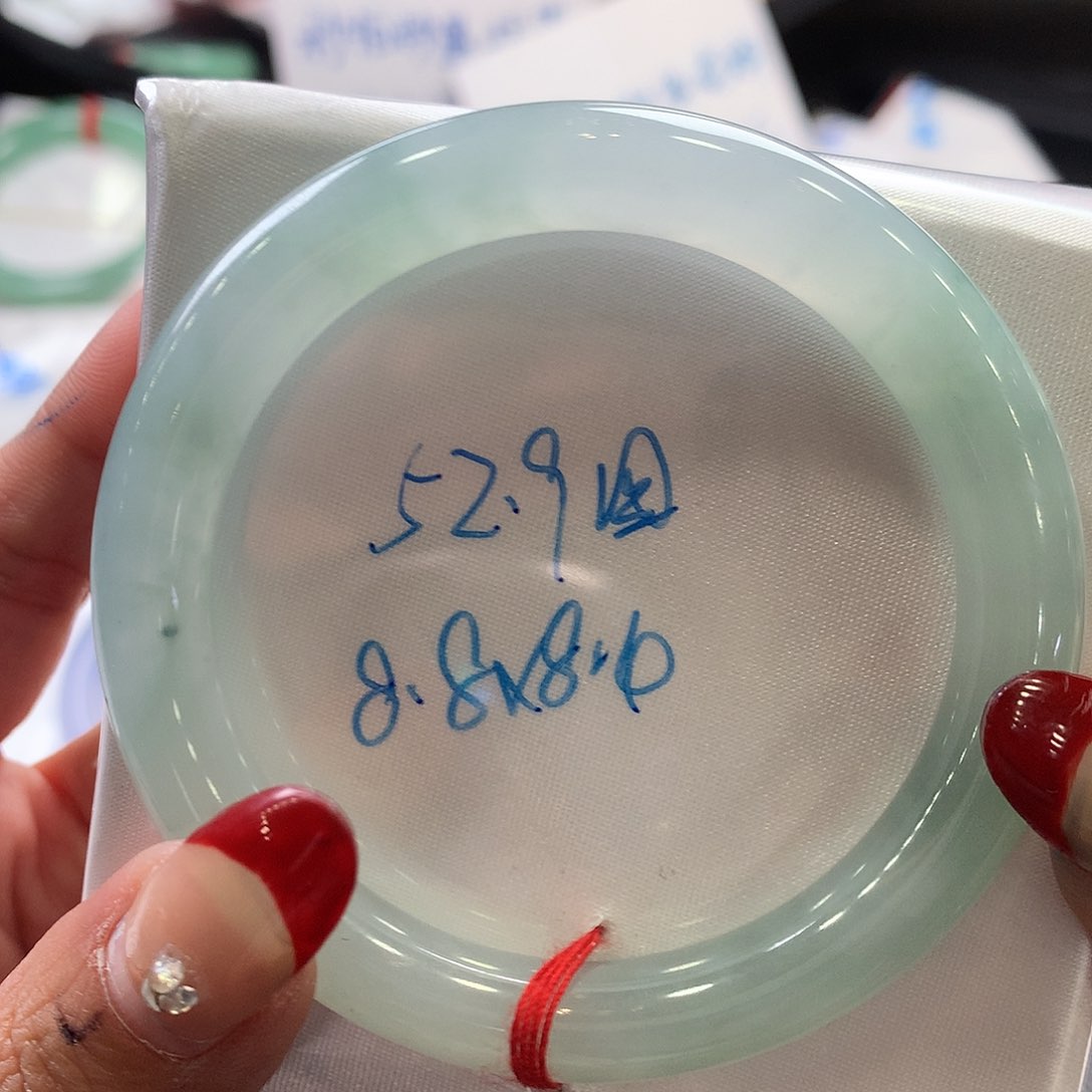 翡翠未镶嵌手镯白*晶52.9圆