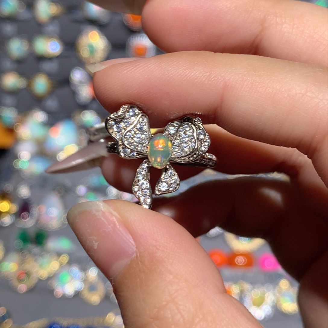 欧泊银S925镶嵌欧泊戒指y