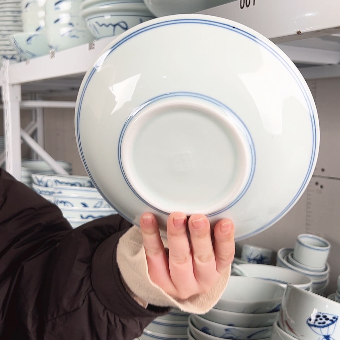 碗微瑕双线8寸明式古碗