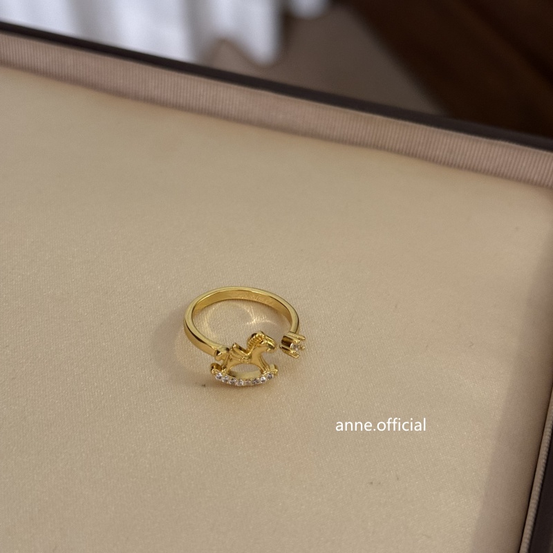 铜合金戒指 木马镶锆时尚精致戒指【J384】