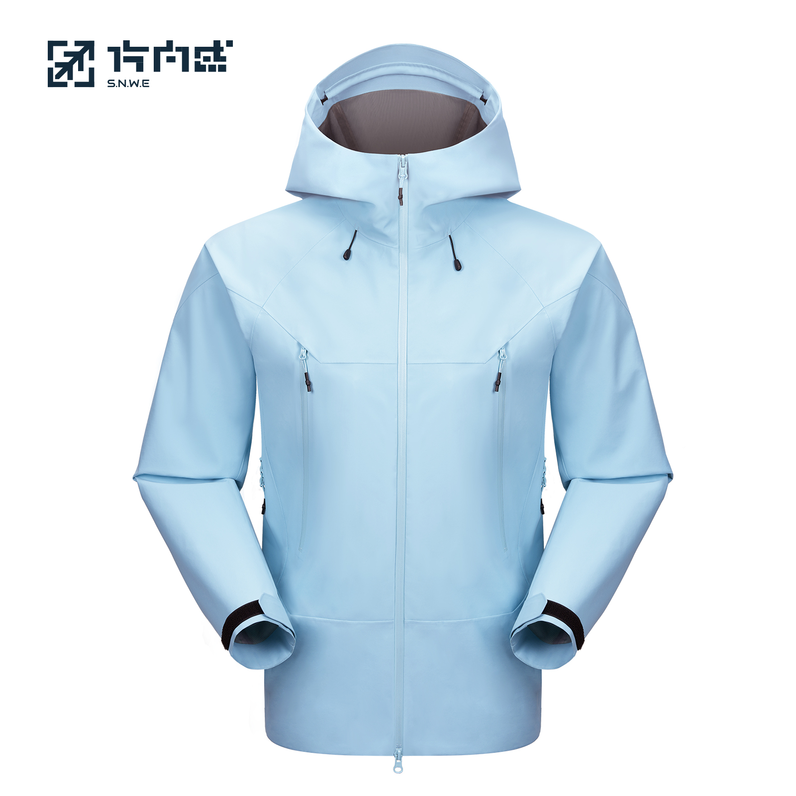 方向感天蓝色冲锋衣户外防风防暴雨徒步男女款硬壳冬暖系国标一级