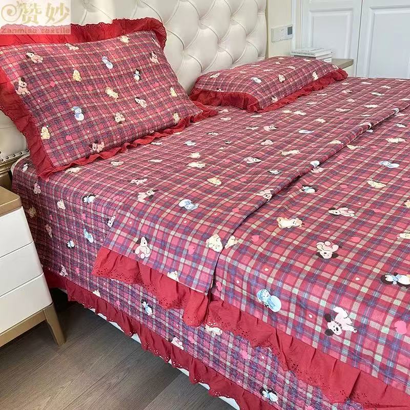 韩版法式床盖砂洗不跑绗缝加大三件套斑家纺小铺