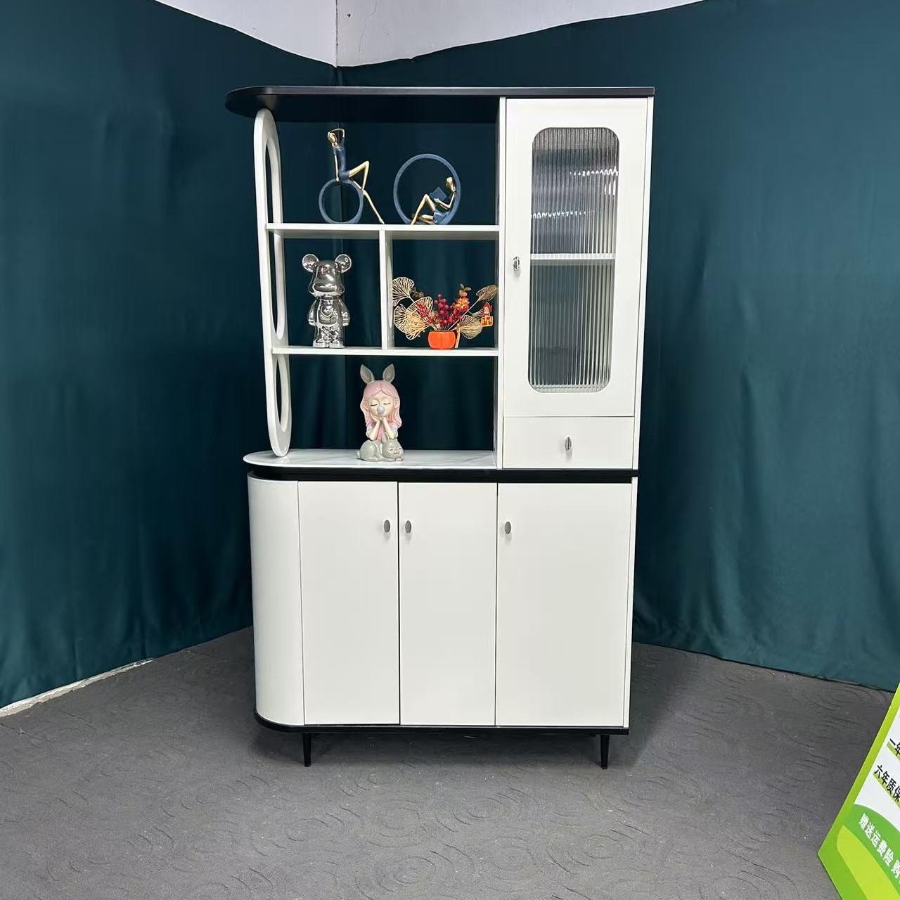 一米和一米二储物柜门厅烤漆科技石隔断黑白经典配色简约大气柜子