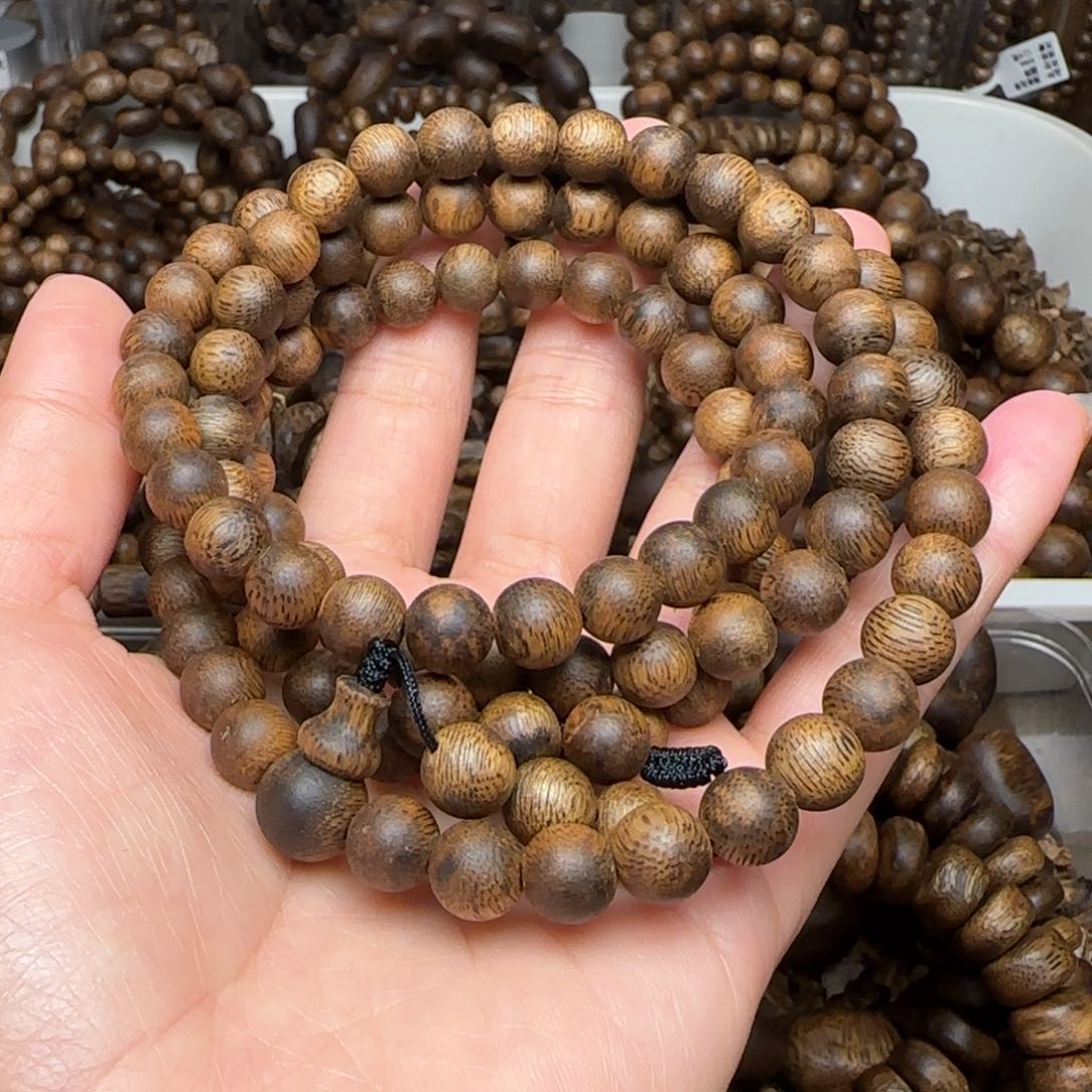 沉香手串开*笑多圈0.8规格海南乌身老料23.8克老料