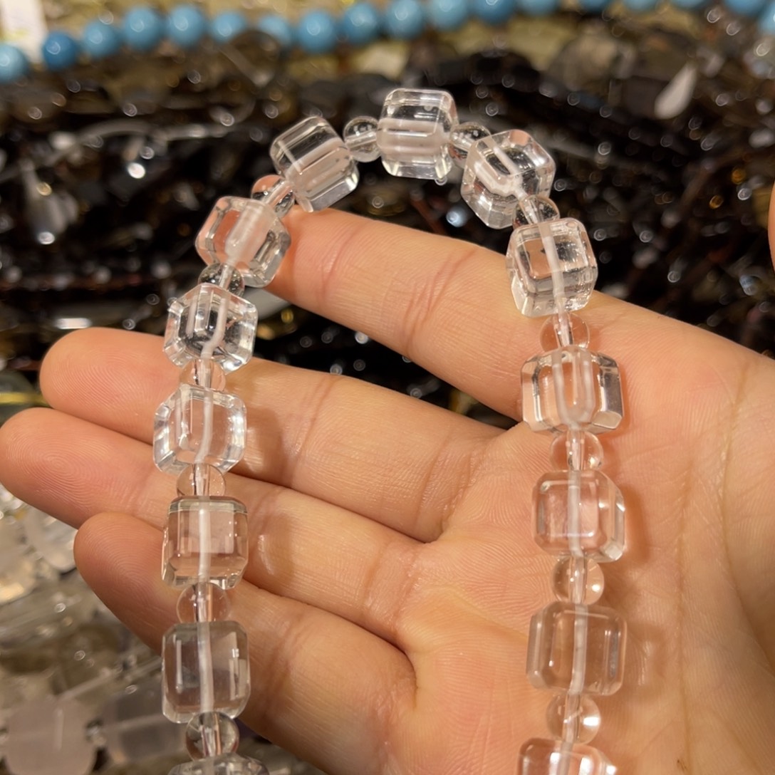 珠宝半成品银S925镶嵌紫晶净体白水晶方糖卡10到手15颗