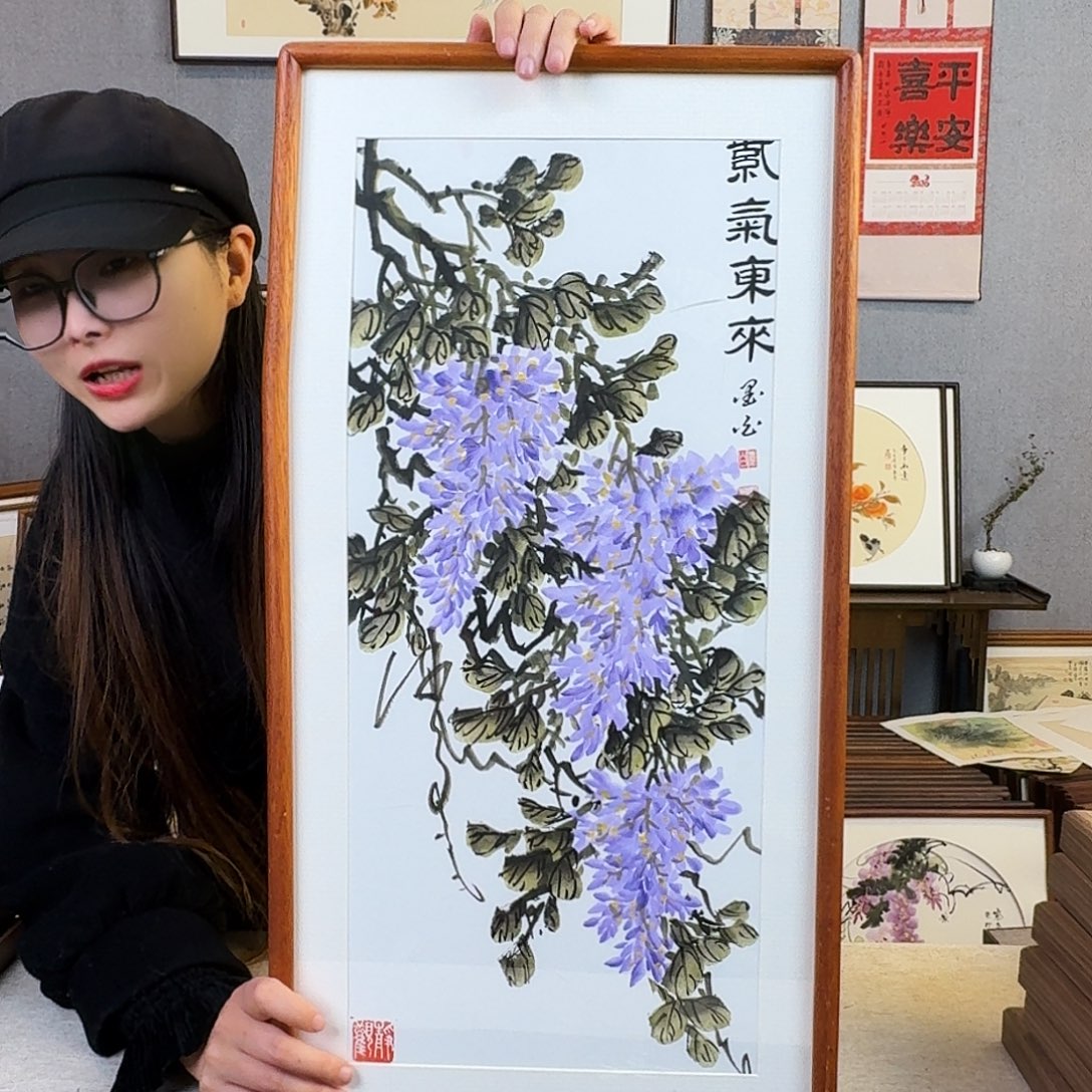 国画手绘带框尺寸： 36*69