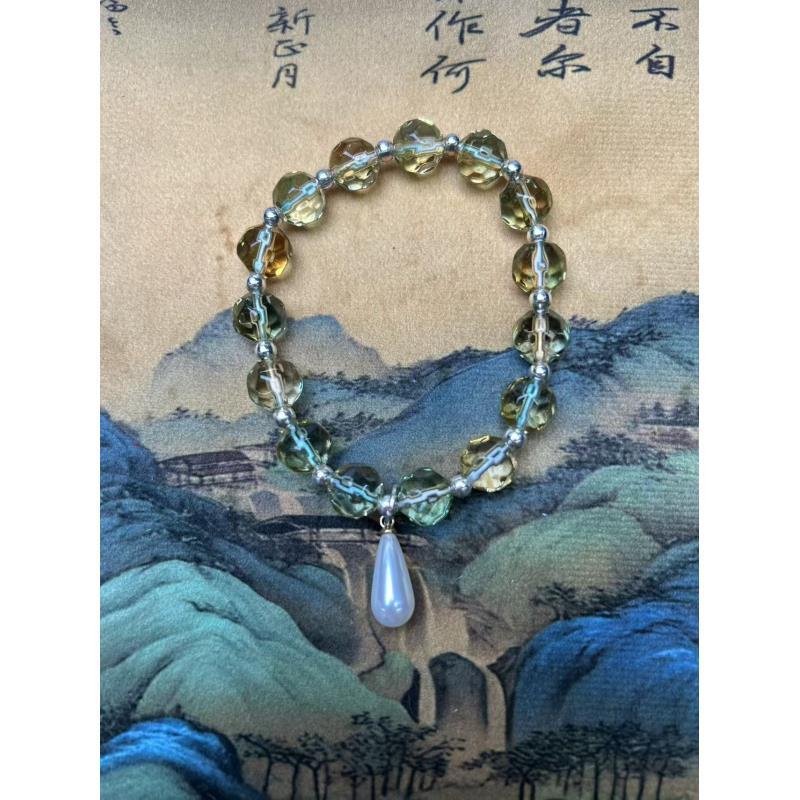 s1174珍珠绿水晶手串