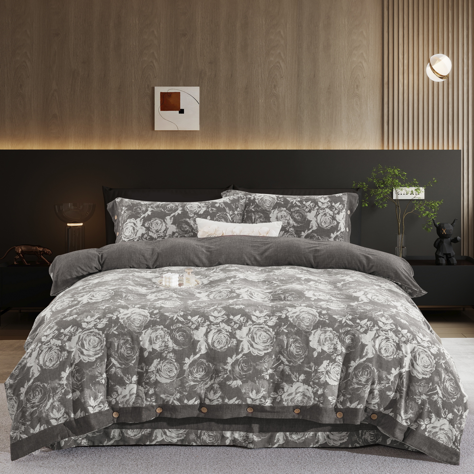 【玫瑰庄园-多色】全棉四件套母婴A类色织提花吸汗透气干爽柔软