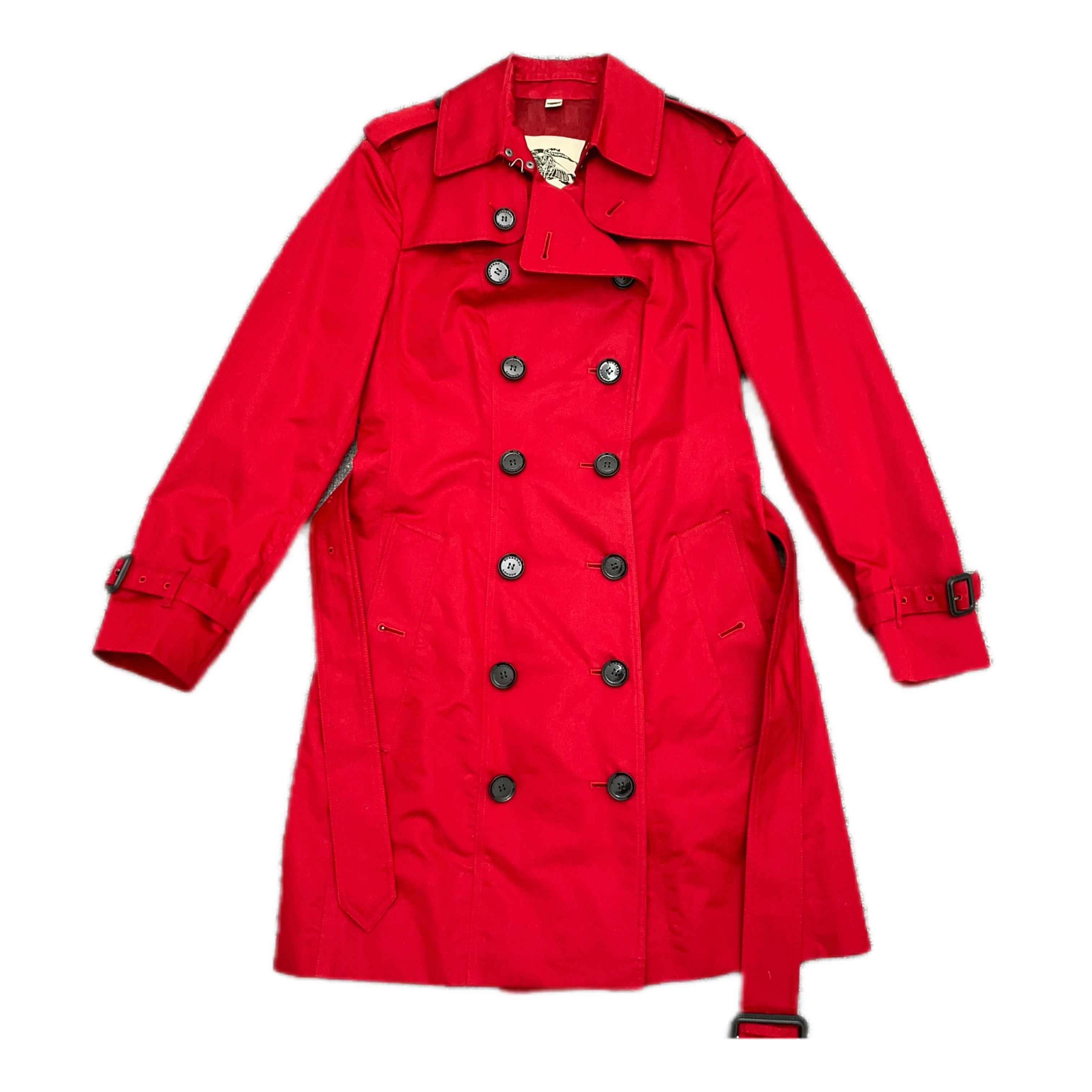 99新 BURBERRY/博柏利 36码 A0803 红色双排扣肯辛顿系列风衣外套