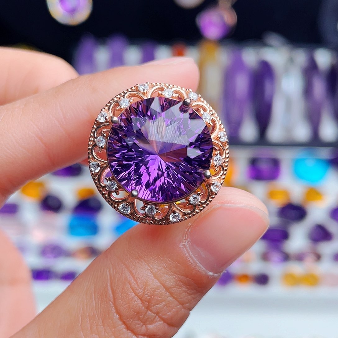 银S925镶嵌戒指紫晶天然保真