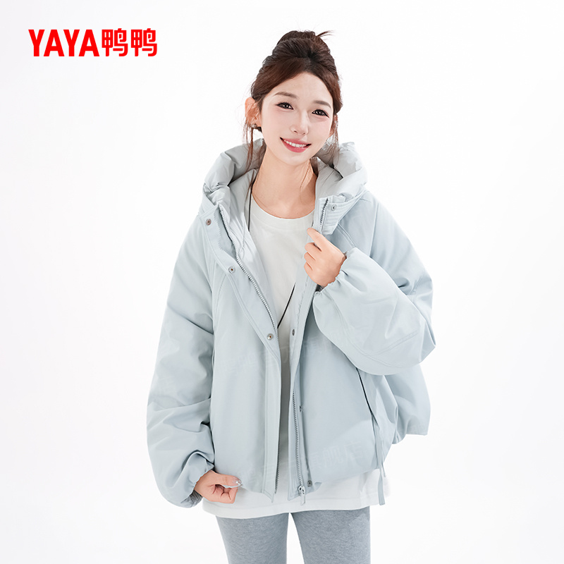YAYA/鸭鸭羽绒服休闲风常规款连帽女士显白休闲DT50816015H