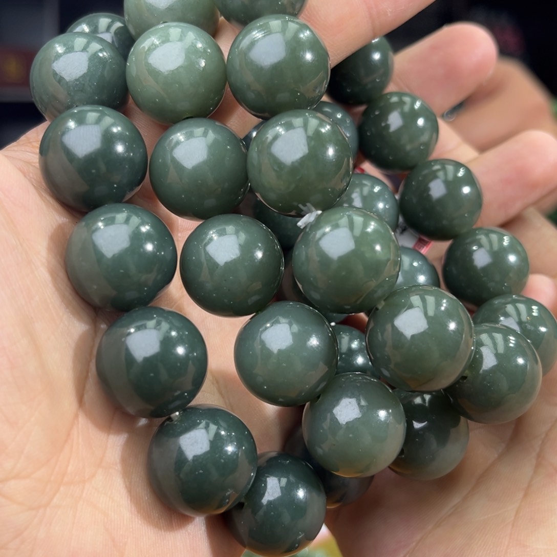 和田玉手串未镶嵌纯天然16年新疆且末蓝18多样性发其一