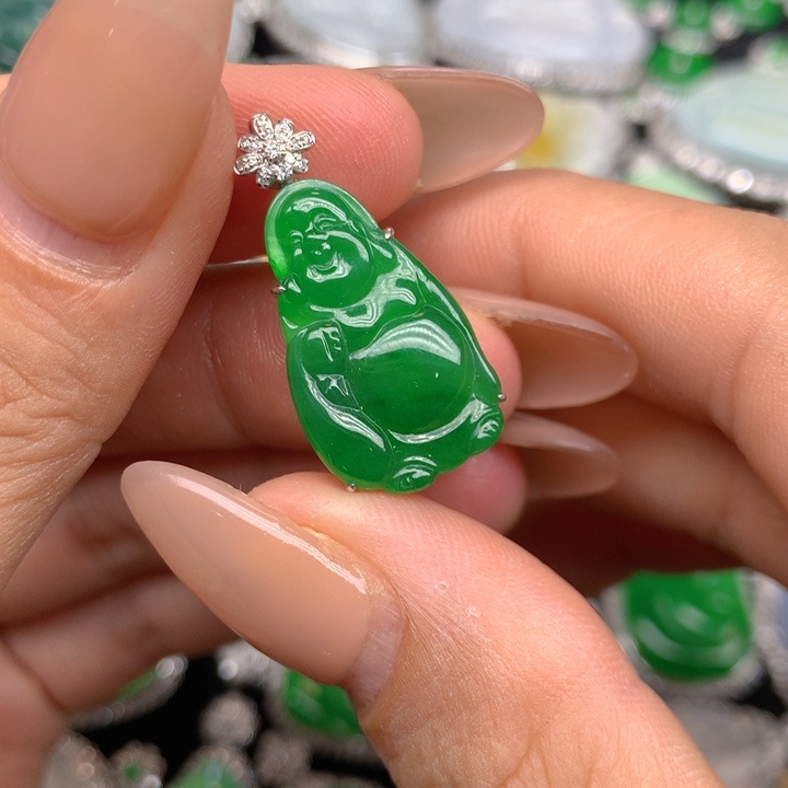 翡翠18K金镶嵌吊坠(不含链)