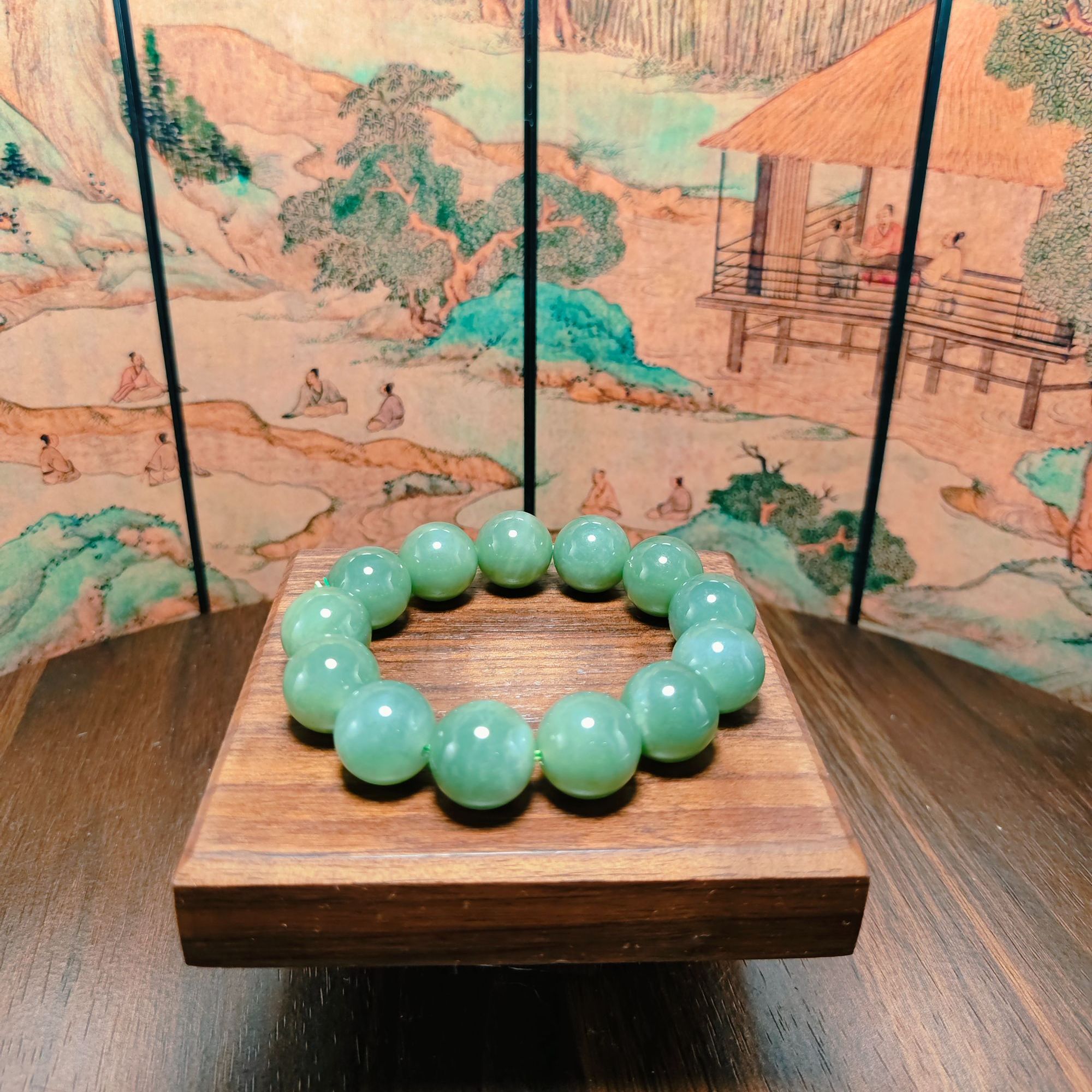 C和田玉圆珠手串（卡16）0546