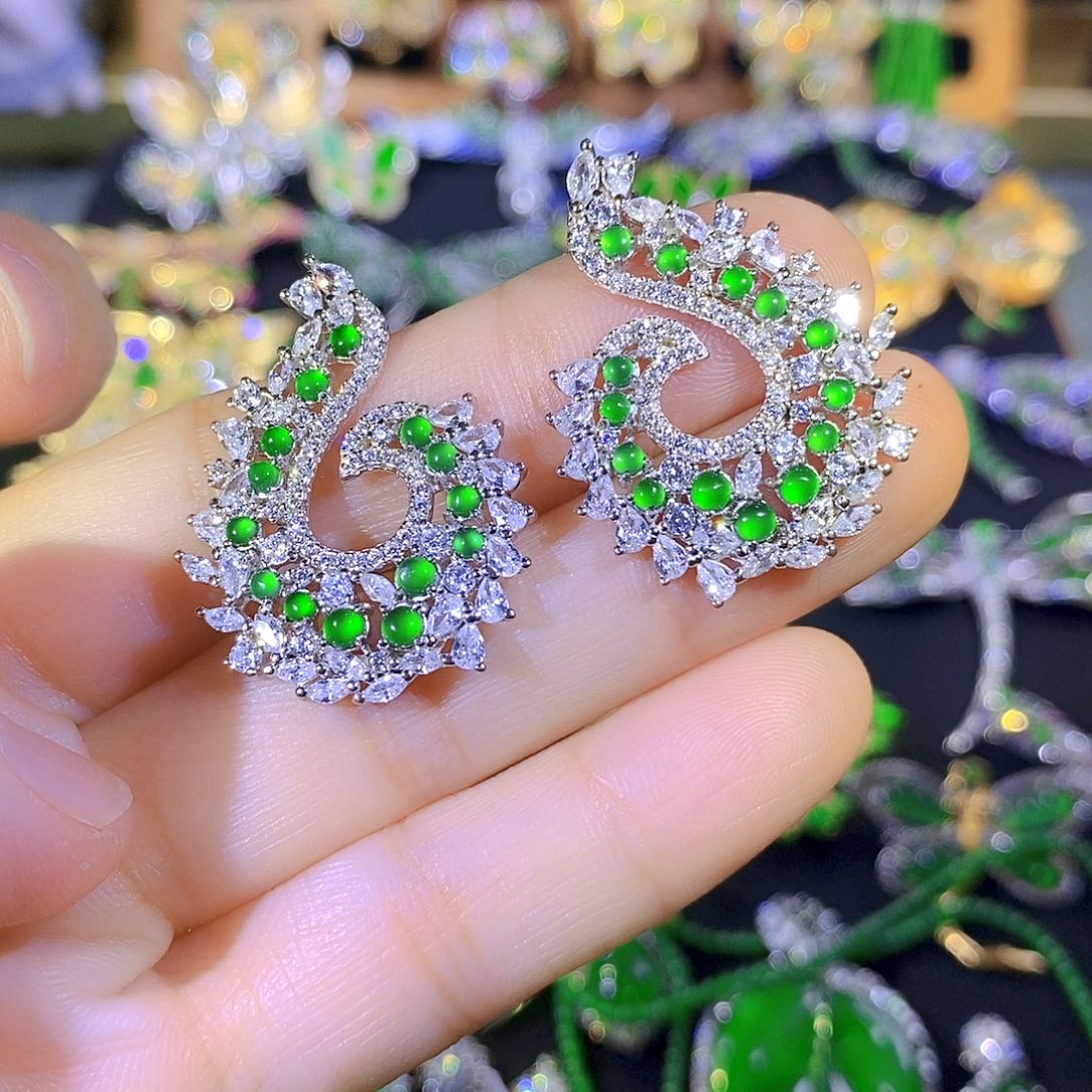 吊坠(不含链)银S925镶嵌翡翠