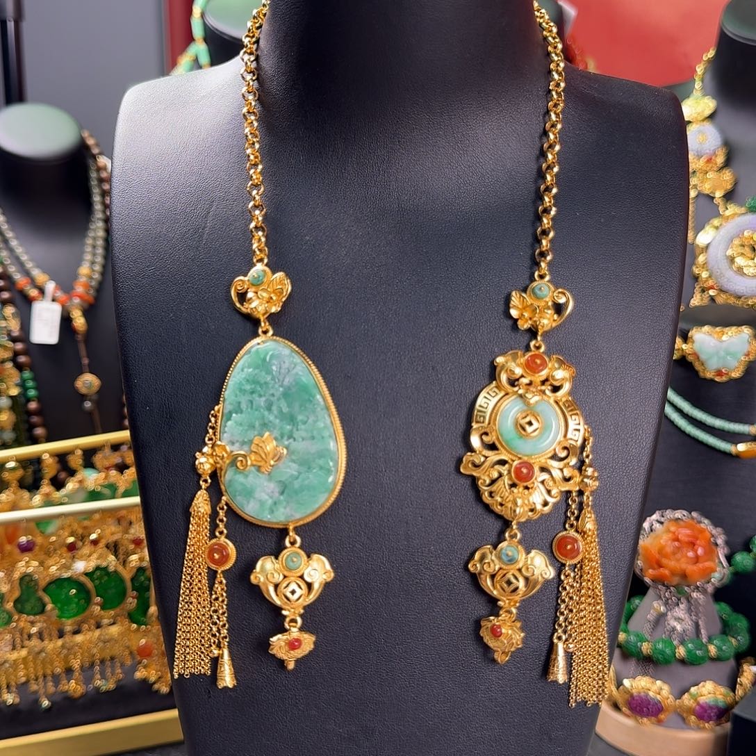 翡翠银S925镶嵌项链万能链