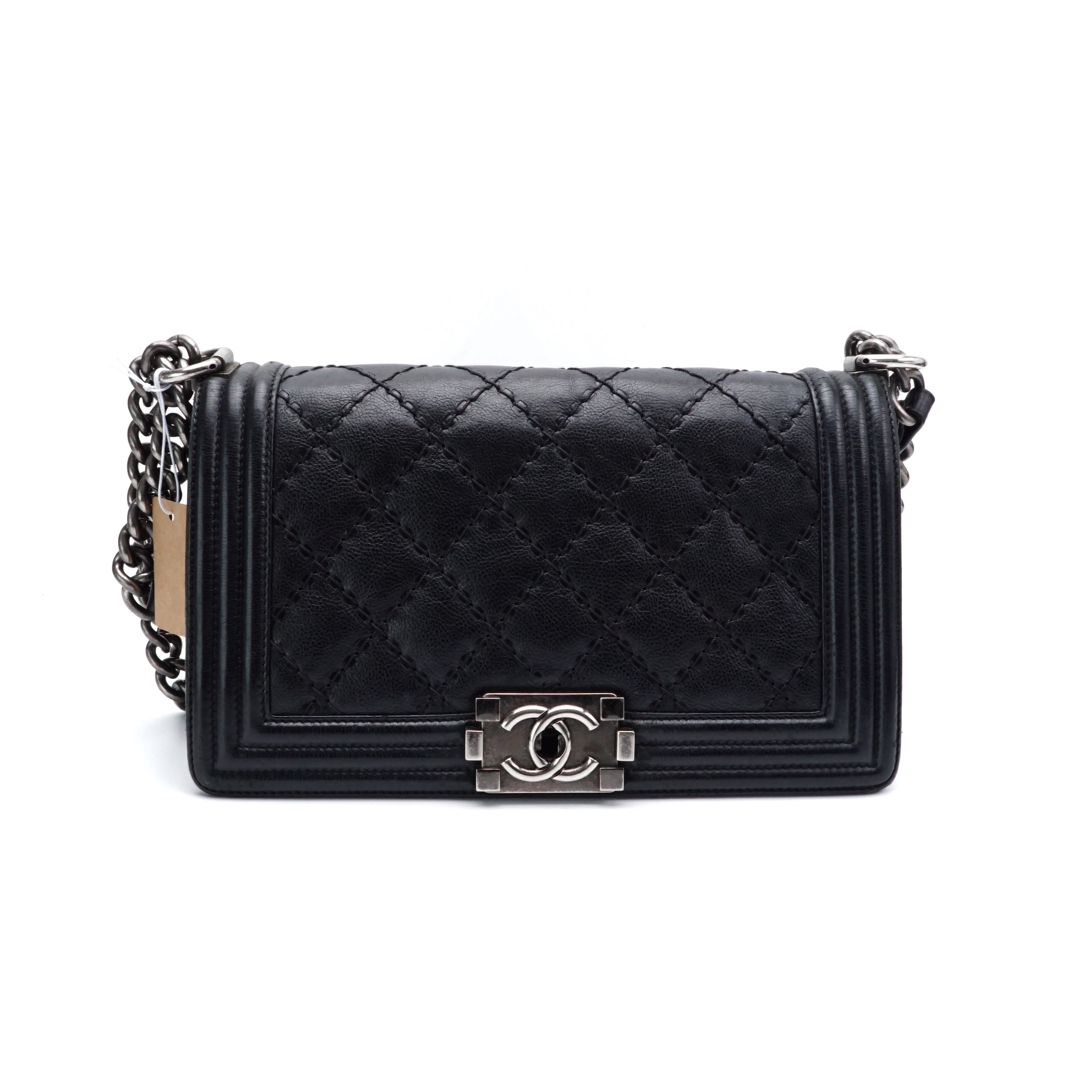 95新 Chanel/香奈儿 Chanel香奈儿 黑色牛皮Leboy中号链条包 9220
