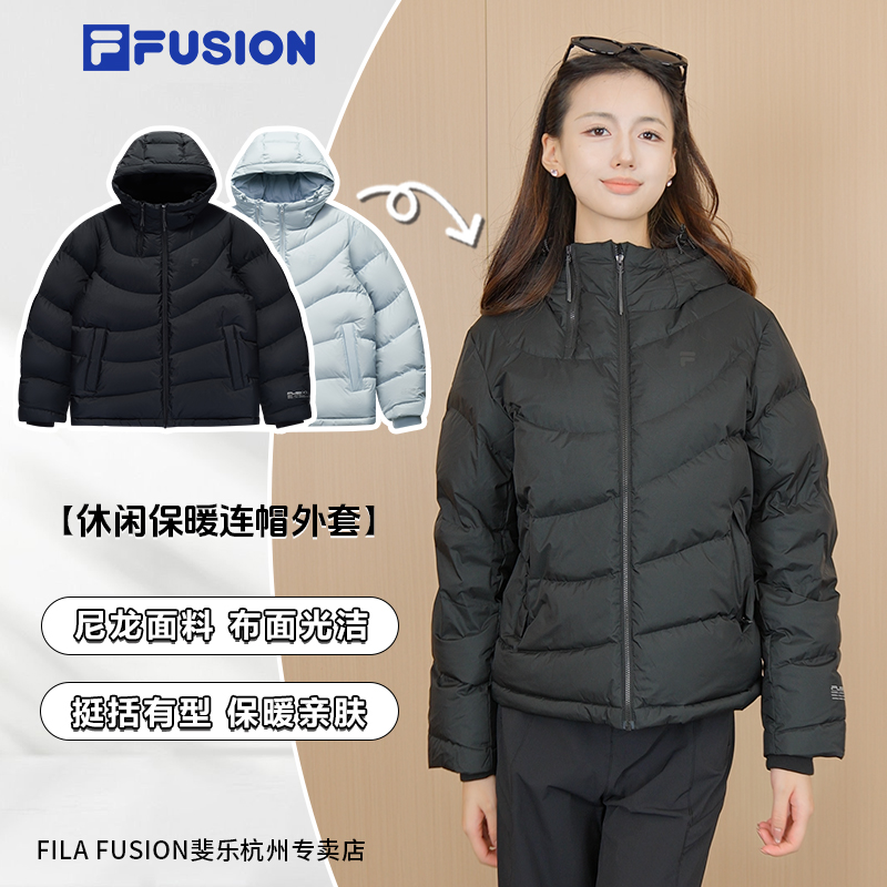 FILA斐乐潮牌运动羽绒服女冬季时尚休闲保暖连帽外套T11W541901F