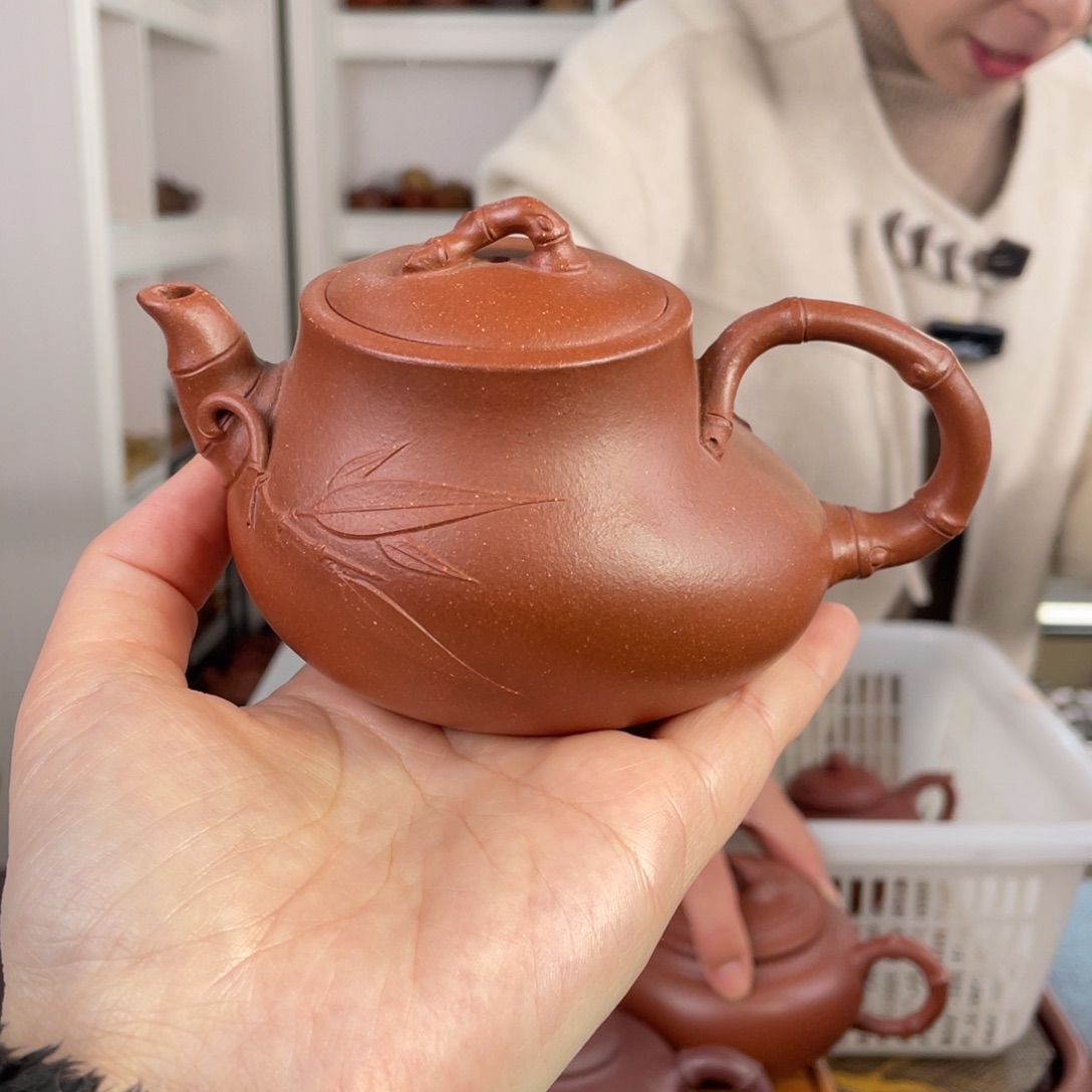 紫砂茶壶红降坡异性竹240cc
