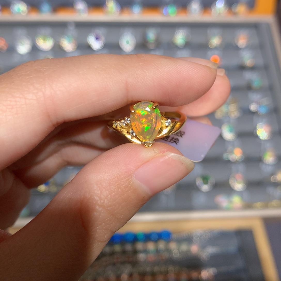 银S925镶嵌欧泊欧泊戒指y