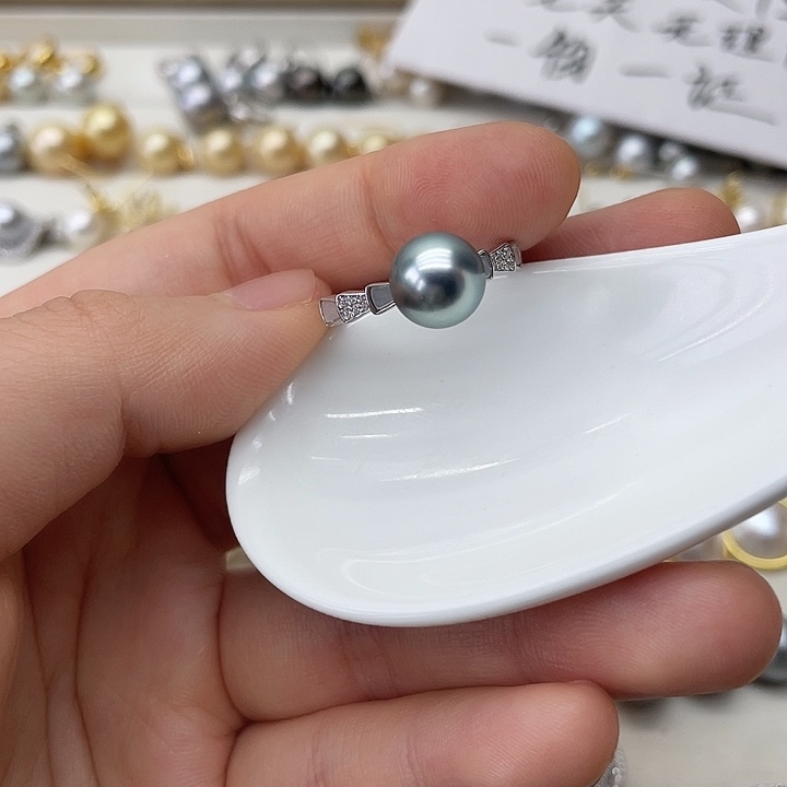 海水珍珠戒指银S925镶嵌
