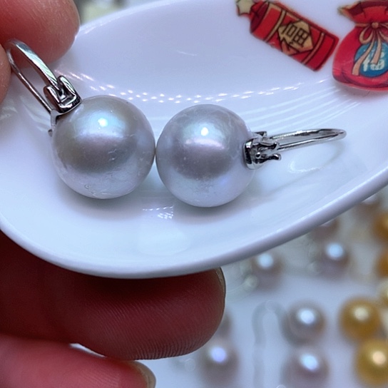 淡水珍珠耳饰银S925镶嵌