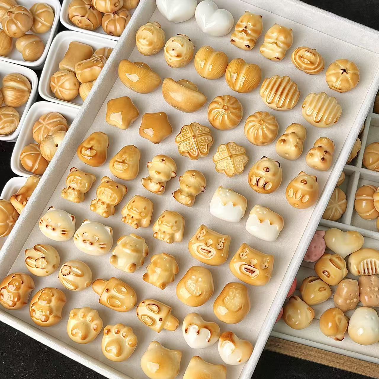 象牙果雕刻件炭烧diy配饰配件适合男女盘玩解压