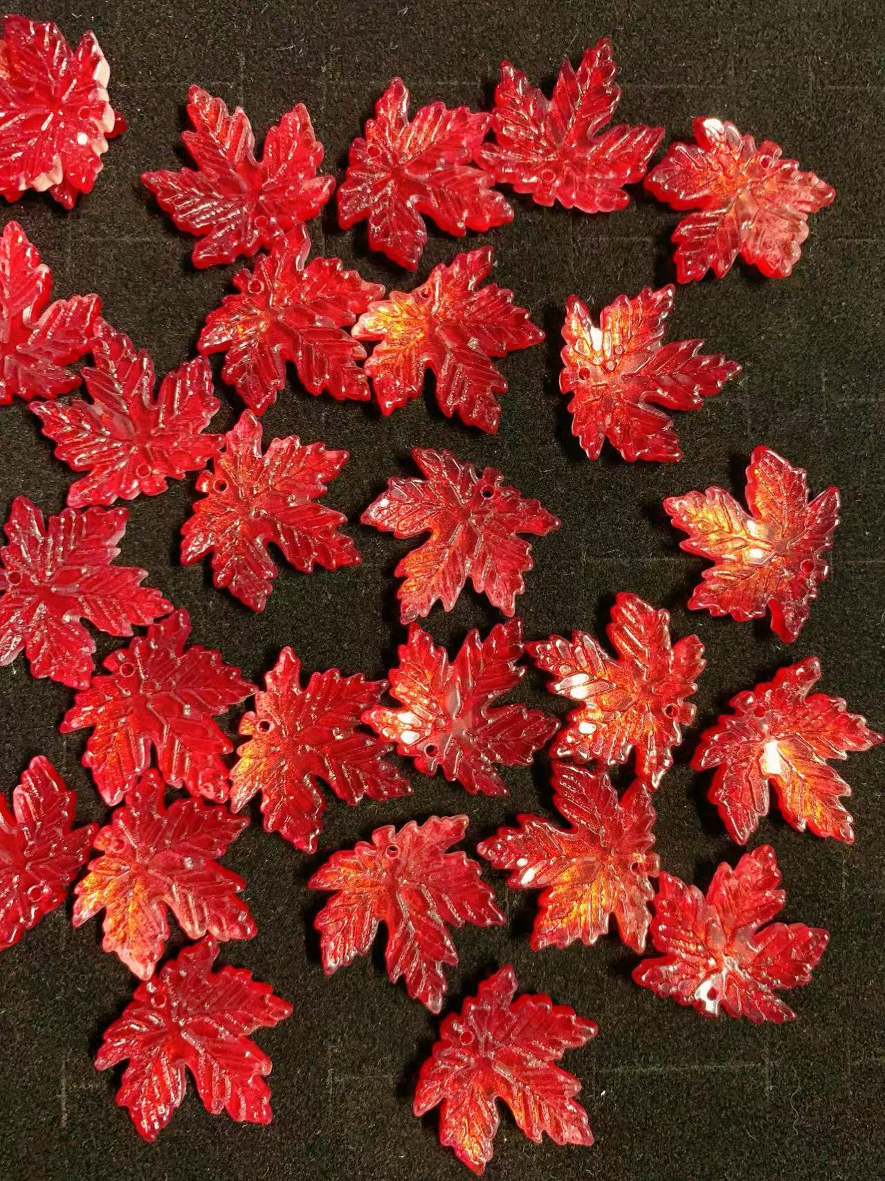 【送丝线】枫叶 (琉璃）   手工DIY材料