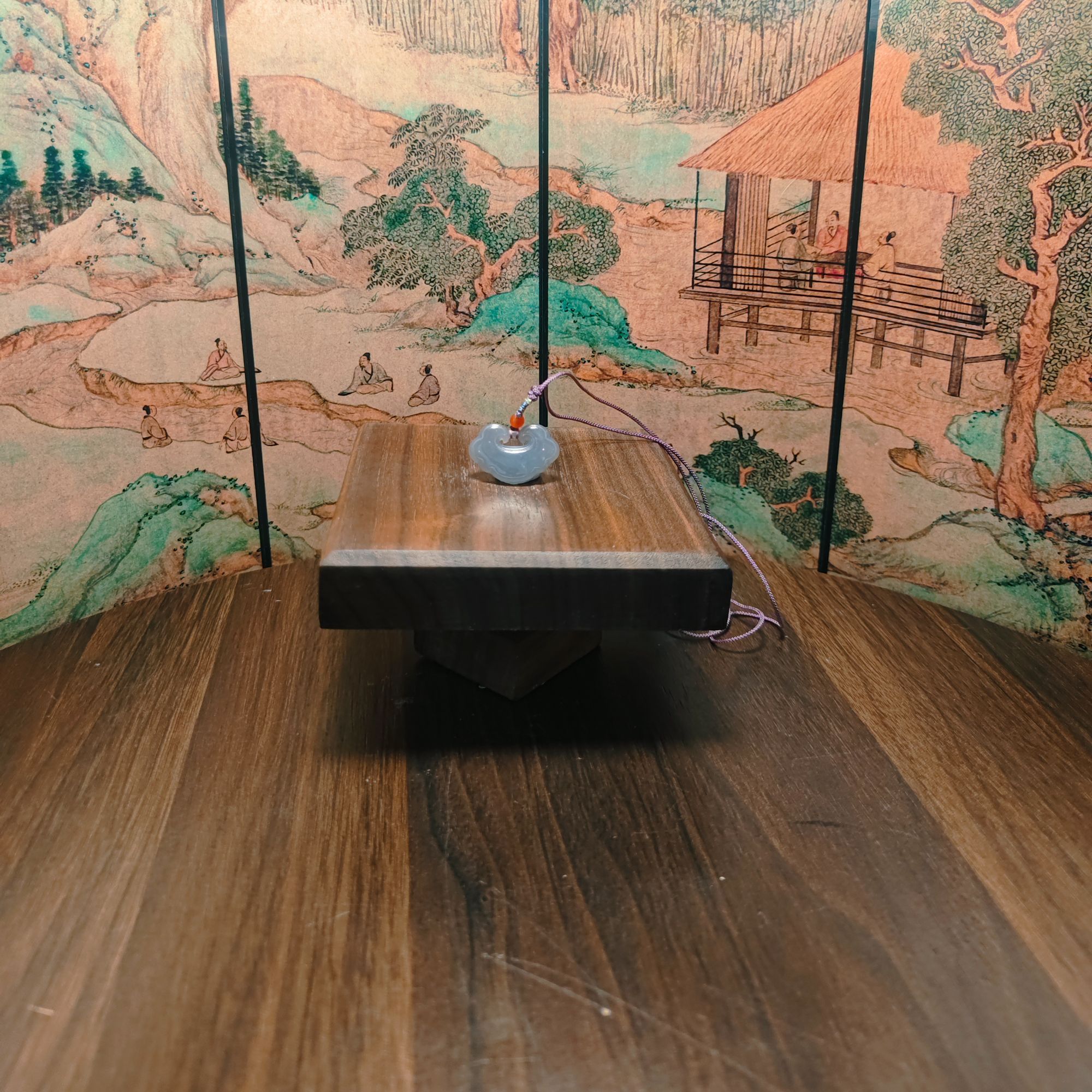  D和田玉烟紫安锁吊坠1100