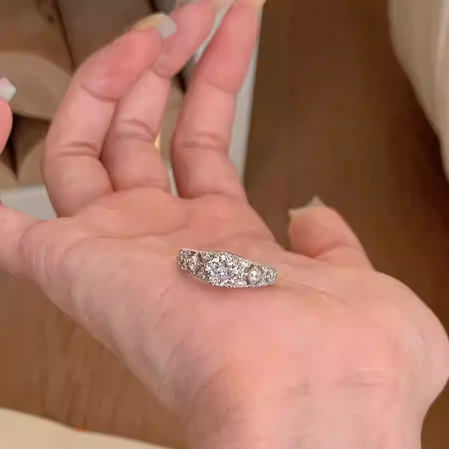 铜合金戒指 梅姐饰品23 银色戒指女清冷风食指戒开口可调节