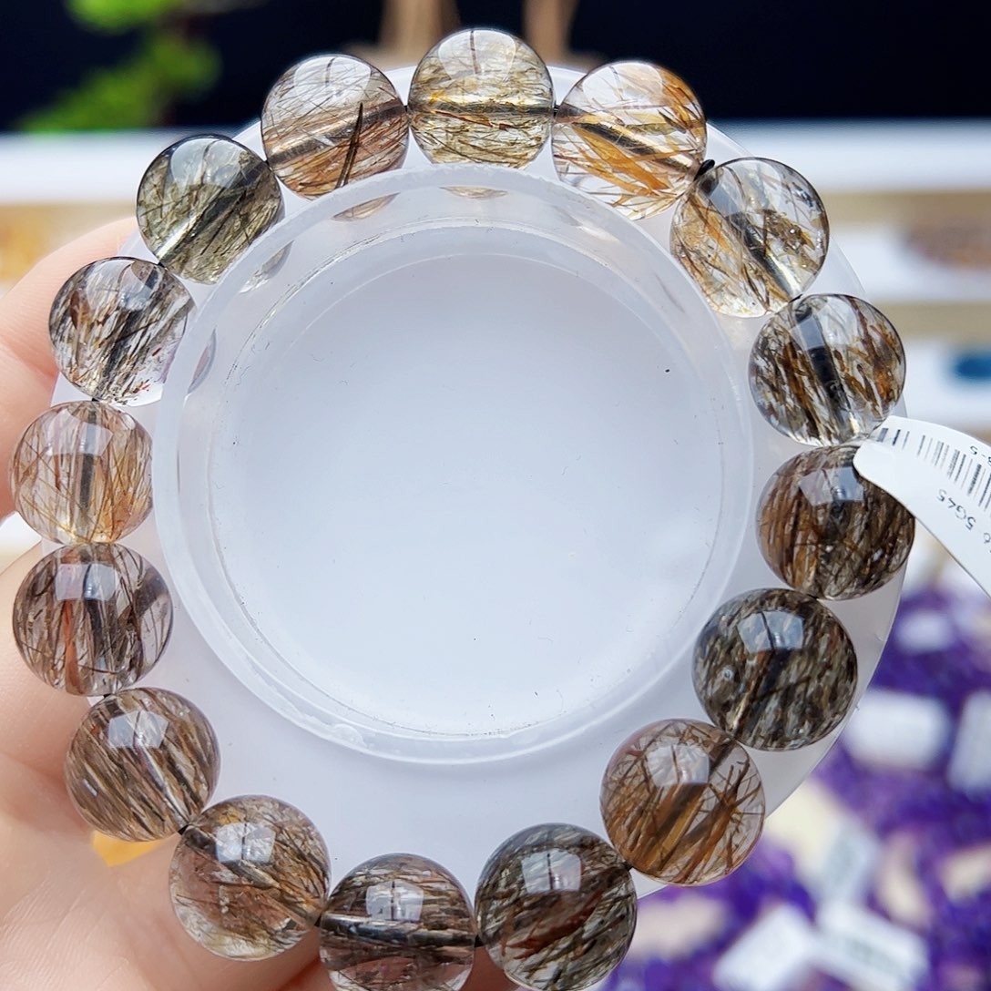 水晶手链未镶嵌黑金超七13.4mm52.14