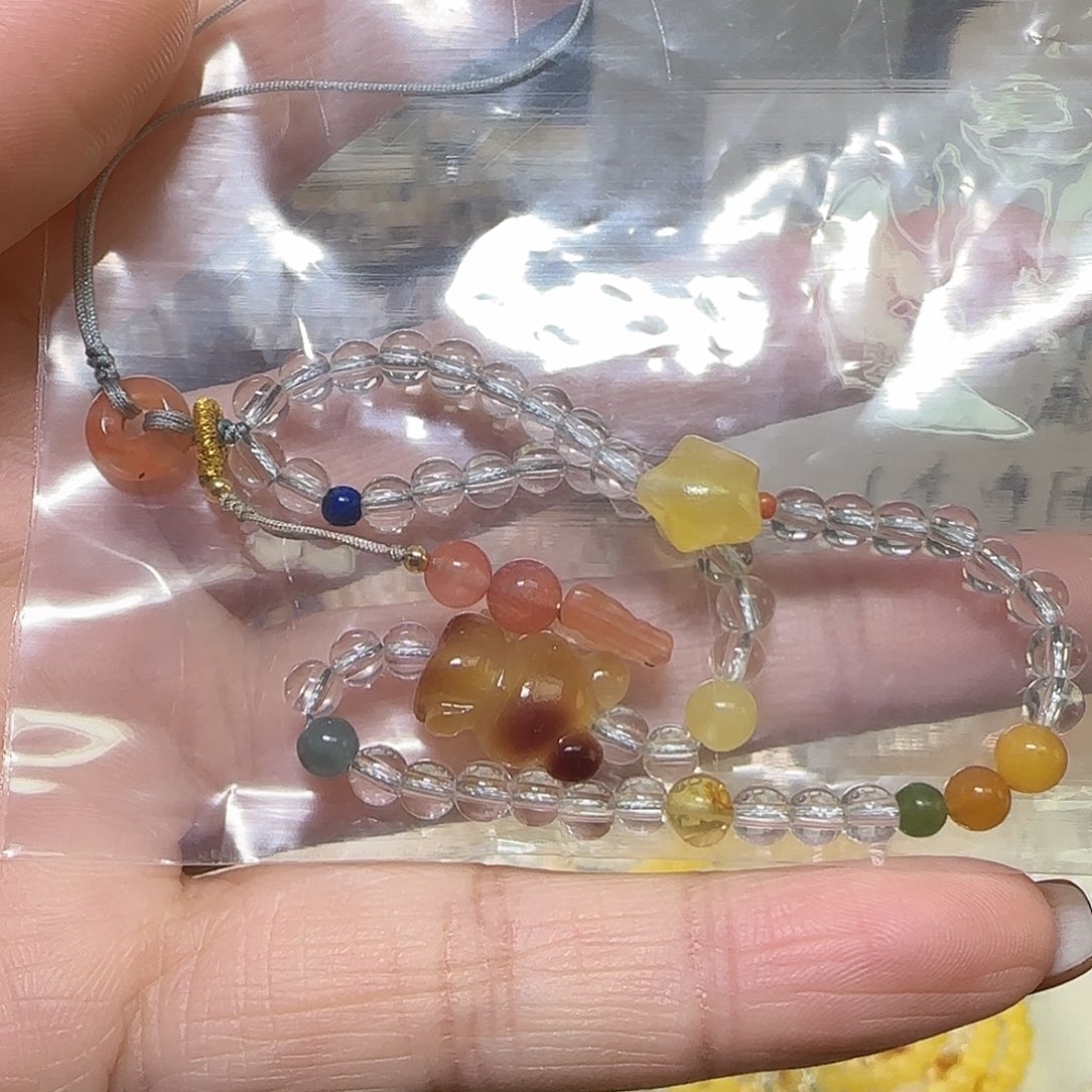 ****然手串水晶未镶嵌天然白水晶手机链