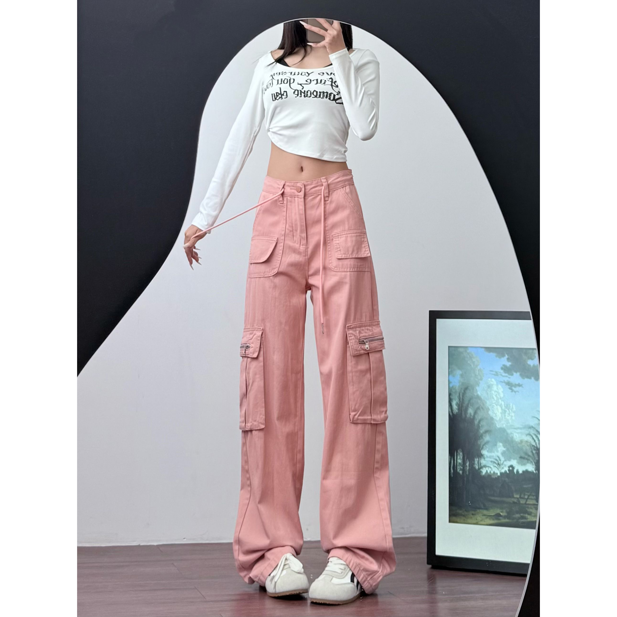 2025新款高个子秋季高腰直筒宽松加长版高个子直筒裤8330