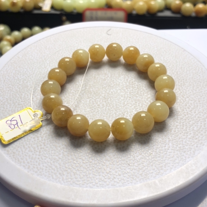 和田玉手串未镶嵌卡10