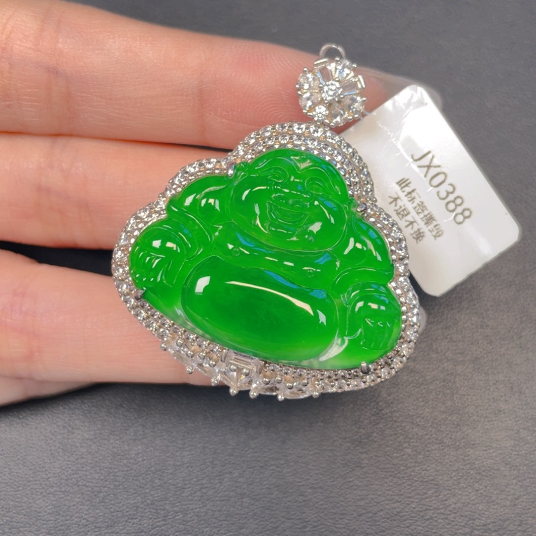翡翠银S925镶嵌吊坠(不含链)
