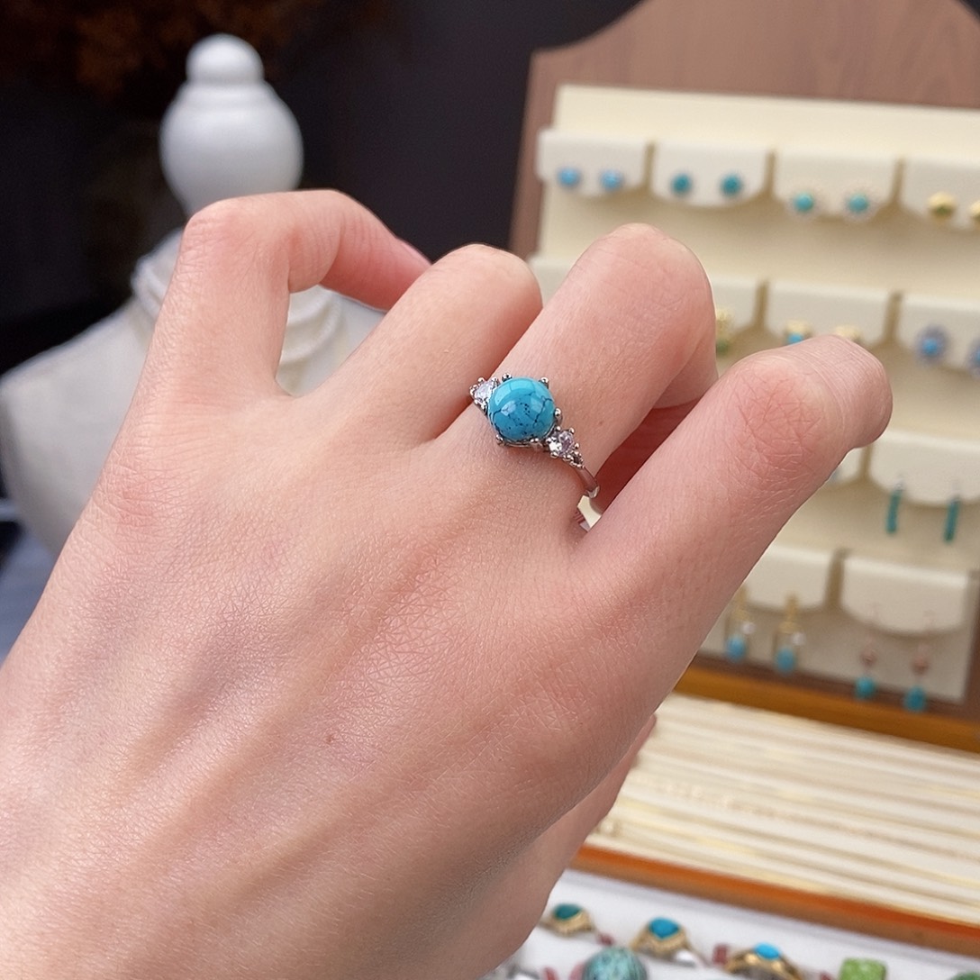 绿松石戒指银S925镶嵌