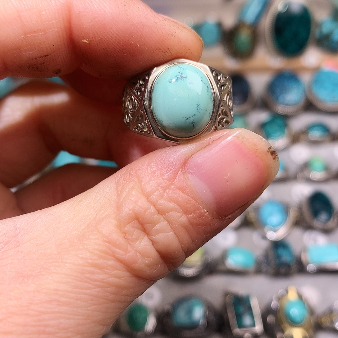 绿松石挂件银S925镶嵌