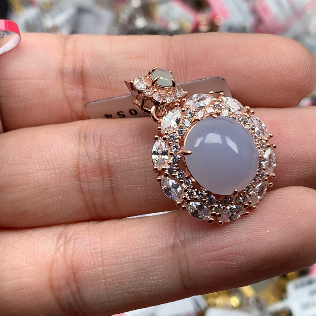 翡翠银S925镶嵌戒指天然翡翠吊坠