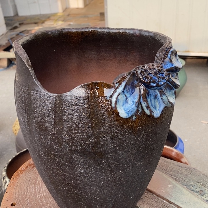 紫砂花盆高约28口约20