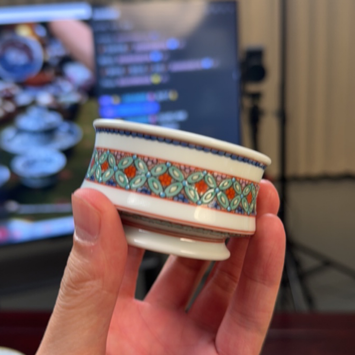 古阅和风铜钱杯手绘