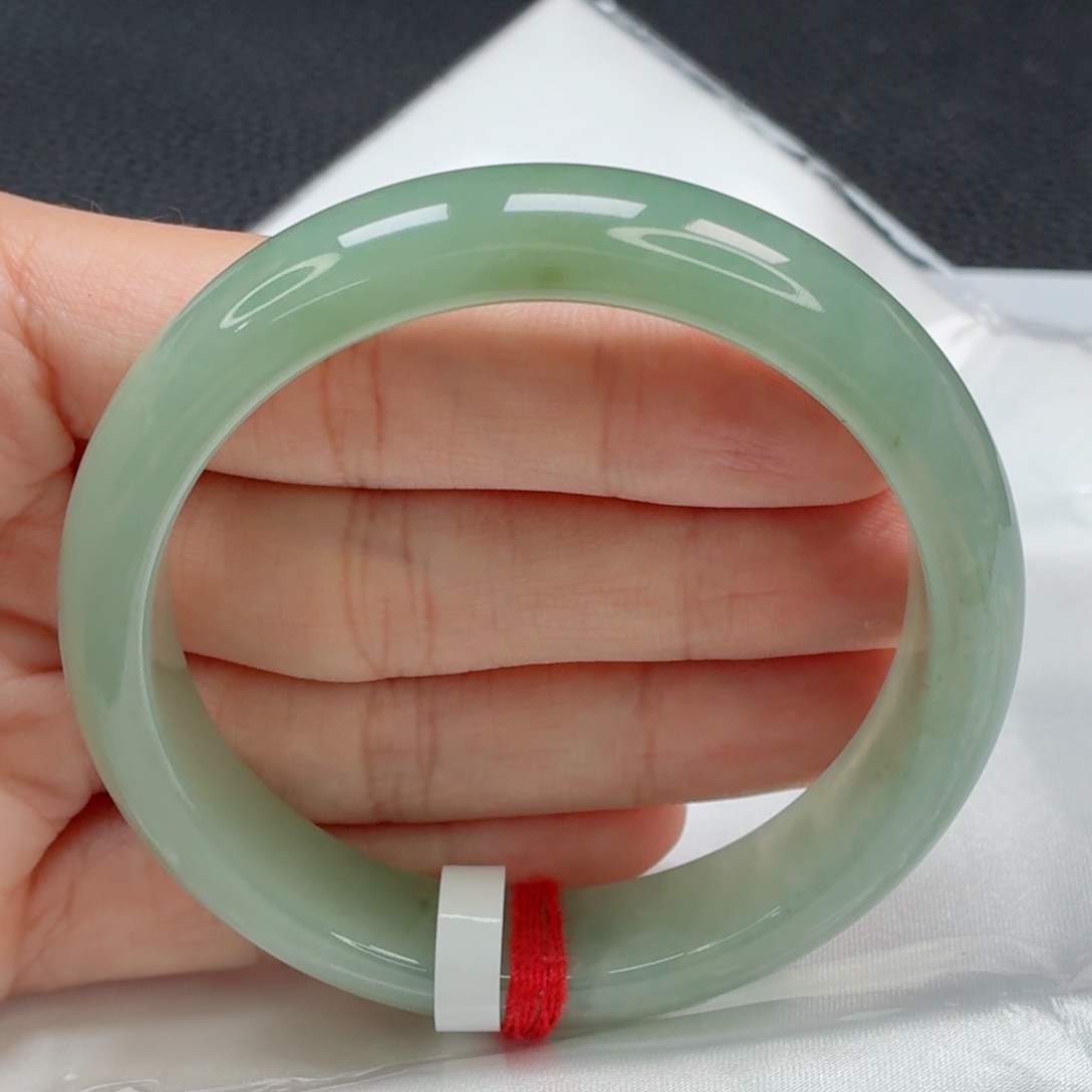 翡翠手镯未镶嵌糯冰化胶湖水绿015