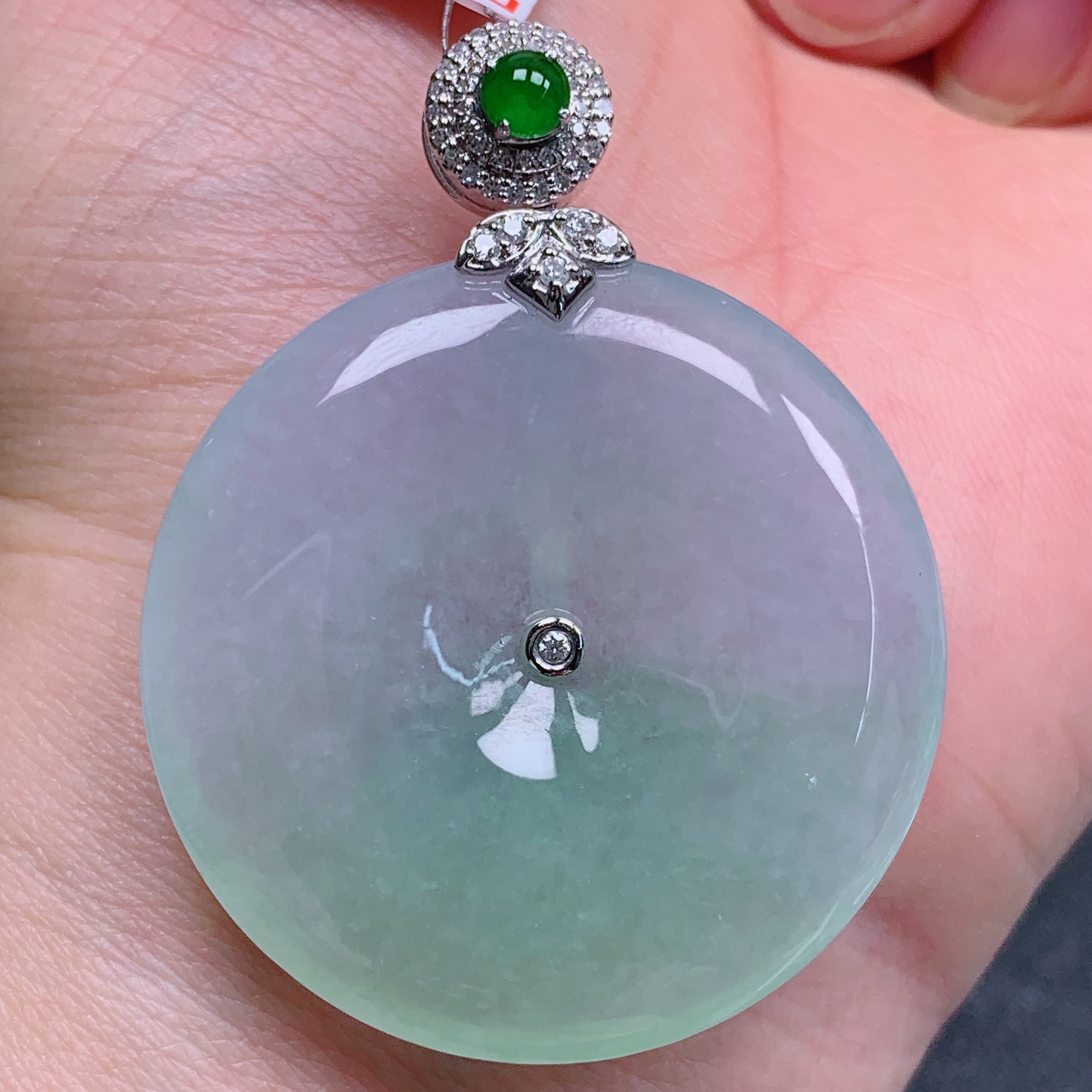 天然缅甸翡翠A货18k冰晴平安扣气质精美尺寸36+6.3  284