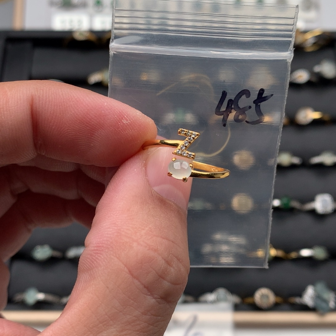 翡翠银S925镶嵌戒指485