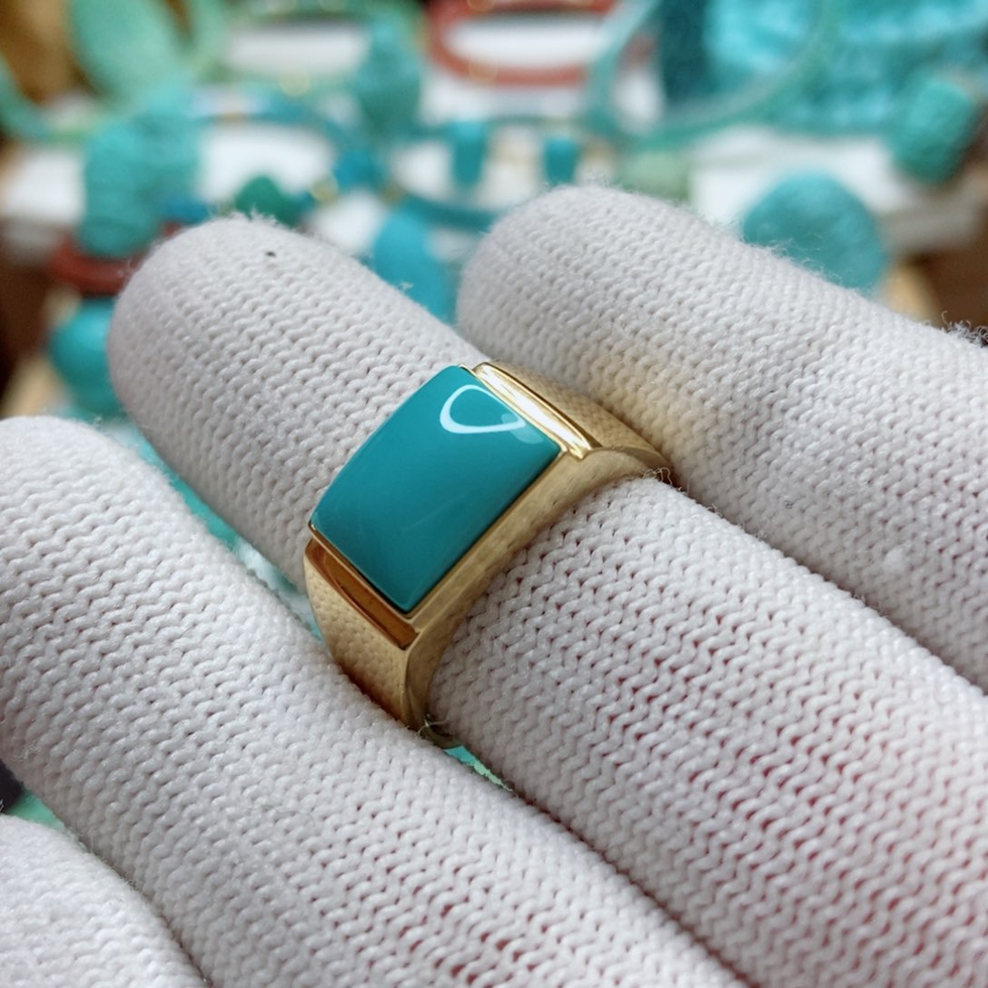 绿松石珠子18K金镶嵌