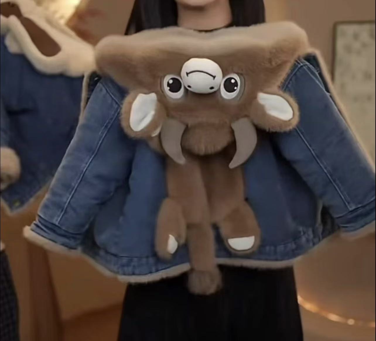 男童加绒加厚外套2025冬款连帽牛仔外套中童冬季卡通动漫棉服