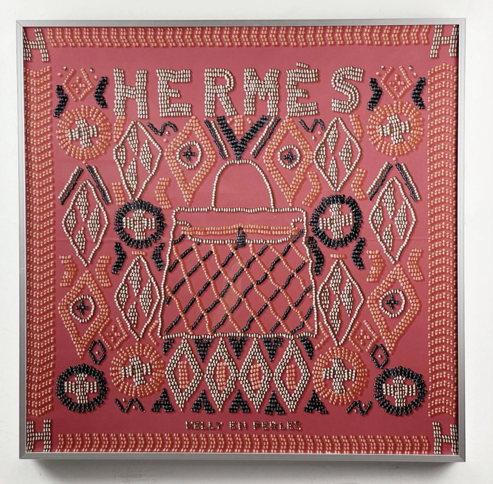 未使用 Hermes/爱马仕 粉色包包丝巾 60x60cm 7088464