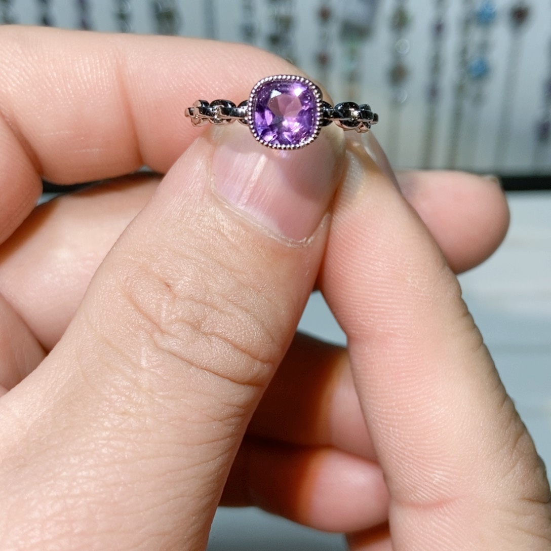 绿水晶戒指银S925镶嵌