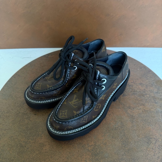 99新 LouisVuitton/路易威登 厚底老花满印乐福鞋/36.5码
